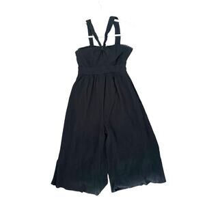 Anthropologie Maeve Sleeveless Halter Top Jumpsuit Women's 2 Black Wide Leg Boho